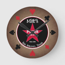 Cowboy Poker Klubb Wall Clock