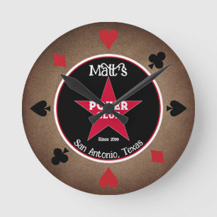 Cowboy Poker Klubb Wall Clock Rund Klocka