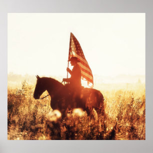 Cowboy Porträtt USA flagga Theme. Poster