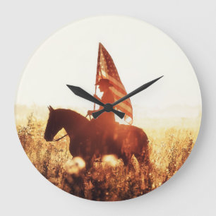 Cowboy Porträtt USA flagga Theme. Stor Klocka