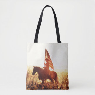 Cowboy Porträtt USA flagga Theme. Tygkasse