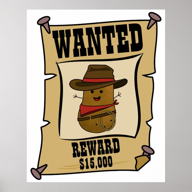 Cowboy Potatis Efterlyst Poster (Framsidan)