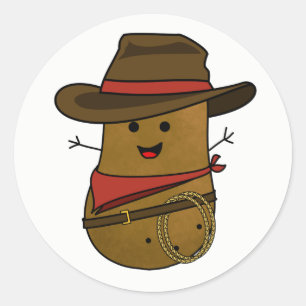 Cowboy Potatis Runt Klistermärke