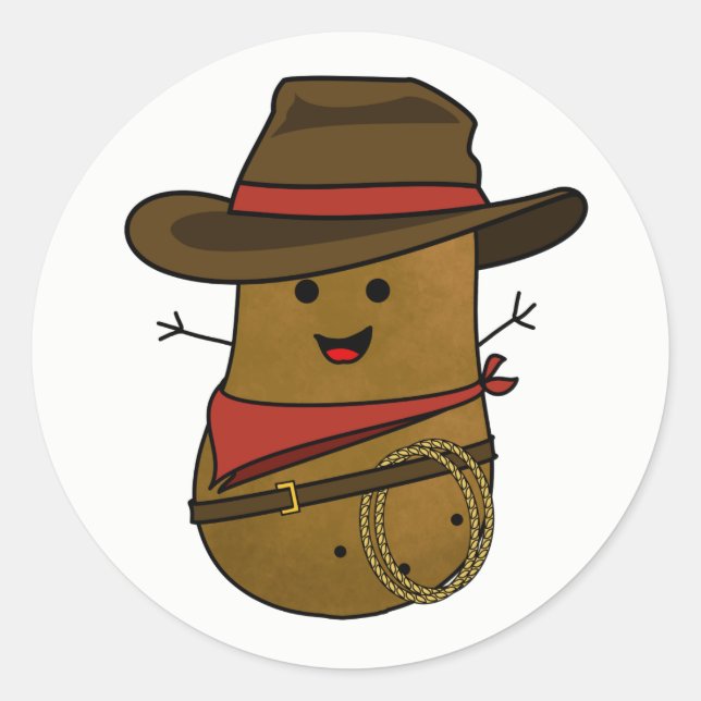 Cowboy Potato Runt Klistermärke (Framsida)