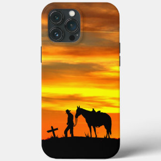 Cowboy Prayer Silhouette med Sunset iphone case