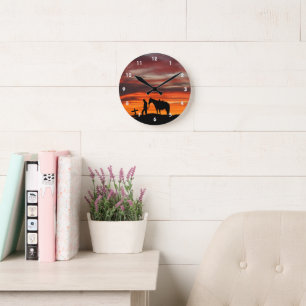 Cowboy Prayer Silhouette Wall Clock Rund Klocka