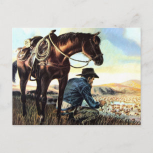 Cowboy Praying the Rosary Vykort