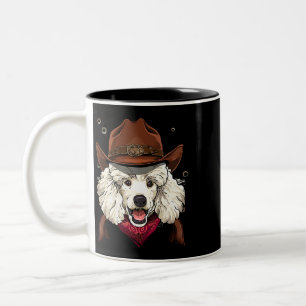 Cowboy Pudel Western Rodeo CowboyHat och Bandana Två-Tonad Mugg