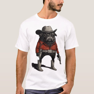 Cowboy Pug Hund Western Outfit Red Pug Cowboy T Shirt