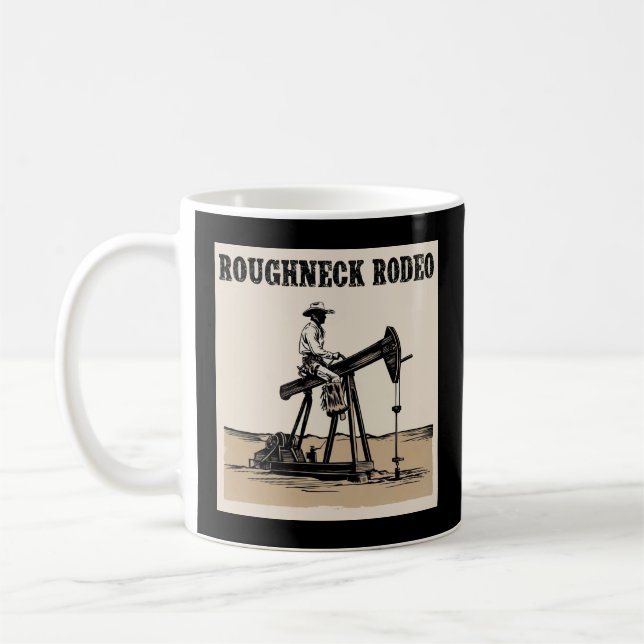 Cowboy Pump Jack Rodeo Design, Westernt oljefält Kaffemugg (Vänster)