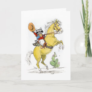 Cowboy Raccoon Grattis på födelsedagen! Kort