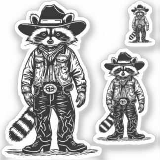 cowboy raccoon klistermärken