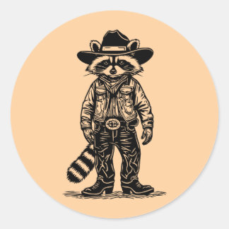 cowboy raccoon runt klistermärke