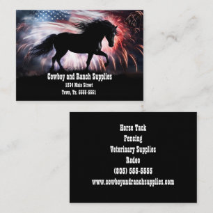 Cowboy Ranch Horse Tack Fening Patriotic Visitkort