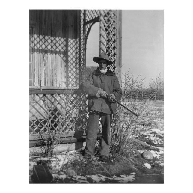Cowboy Rancher eller Canadian Outlaw of Gammala vä Fototryck (Framsidan)