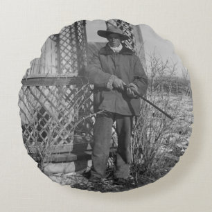Cowboy Rancher eller Canadian Outlaw of Gammala vä Rund Kudde