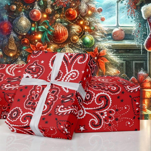 Cowboy Red Bandana Gift Presentpapper (Skapare uppladdad)