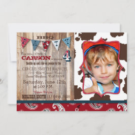 Cowboy Red Bandanna Western Theme Birthday Inbjudningar