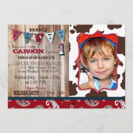 Cowboy Red Bandanna Western Theme Birthday Inbjudningar