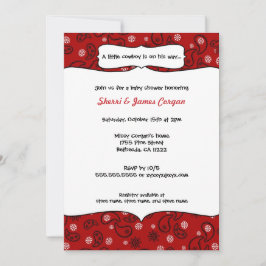 Cowboy Red Paisley Baby Shower Inbjudan