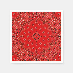 Cowboy Red Paisley Bandana Scarf BBQ Picnic Napkin Pappersservett