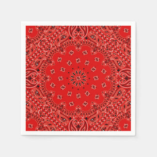 Cowboy Red Paisley Bandana Scarf BBQ Picnic Napkin Pappersservett