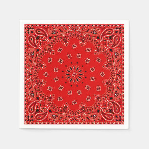 Cowboy Red Paisley Bandana Scarf BBQ Picnic Napkin Pappersservett