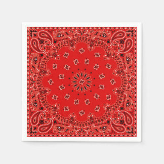 Cowboy Red Paisley Bandana Scarf BBQ Picnic Napkin Pappersservett