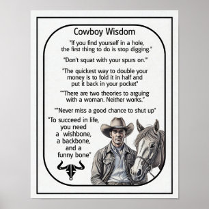Cowboy Regler och Wisdom Poster