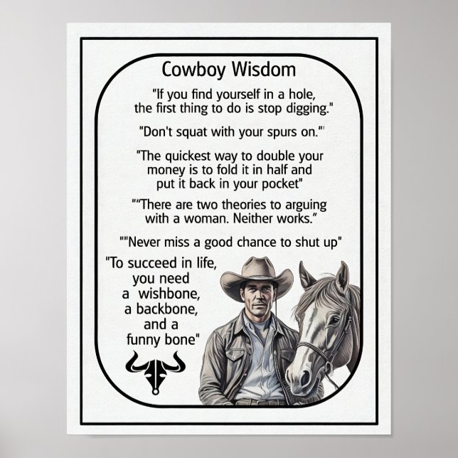 Cowboy Regler och Wisdom Poster (Framsidan)