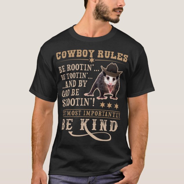 Cowboy Regler Viral Trending Meme Funny Rootin Too T Shirt (Framsida)