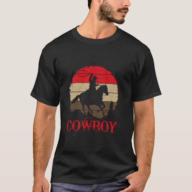 Cowboy Rep Lassokastning Ridande Häst Rodeo T Shirt (Framsida)