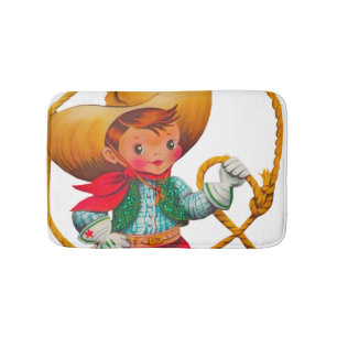 Cowboy Retro Boy Child Cute Western Badrumsmatta