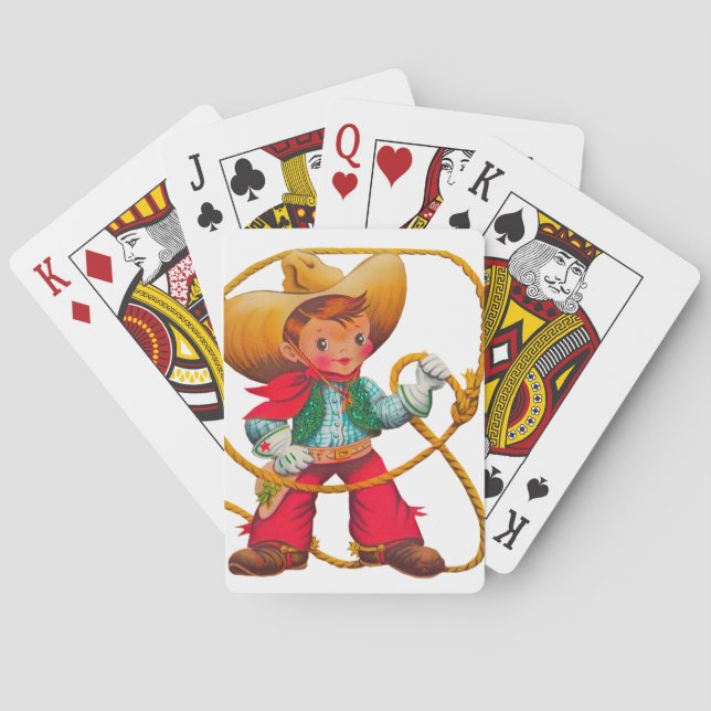 Cowboy Retro Boy Child Cute Western Casinokort (Baksidan)