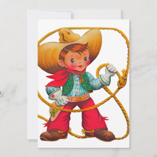 Cowboy Retro Boy Child Cute Western Inbjudningar