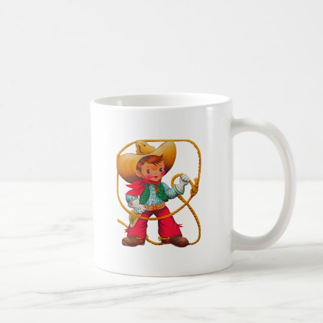 Cowboy Retro Boy Child Cute Western Kaffemugg (Höger)