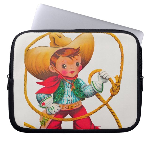 Cowboy Retro Boy Child Cute Western Laptop Fodral (Framsidan)
