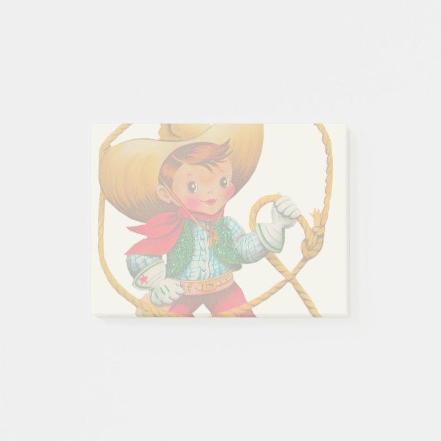 Cowboy Retro Boy Child Cute Western Post-it Block (Framsida)