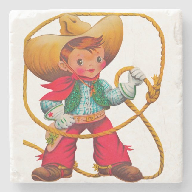 Cowboy Retro Boy Child Cute Western Stenunderlägg (Framsidan)