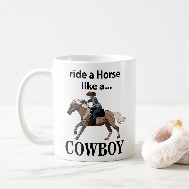 Cowboy Rid En Häst Som En Cowboy Kaffemugg (Med munk)