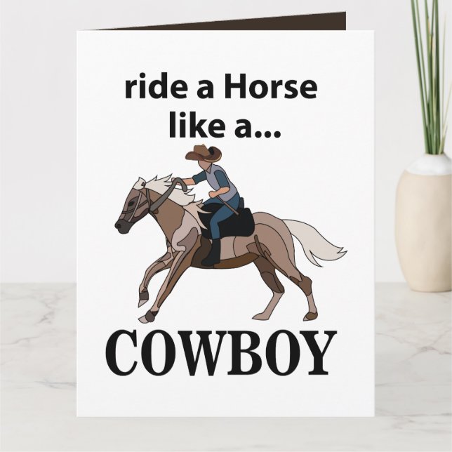 Cowboy Rid En Häst Som En Cowboy Kort (Framsida)