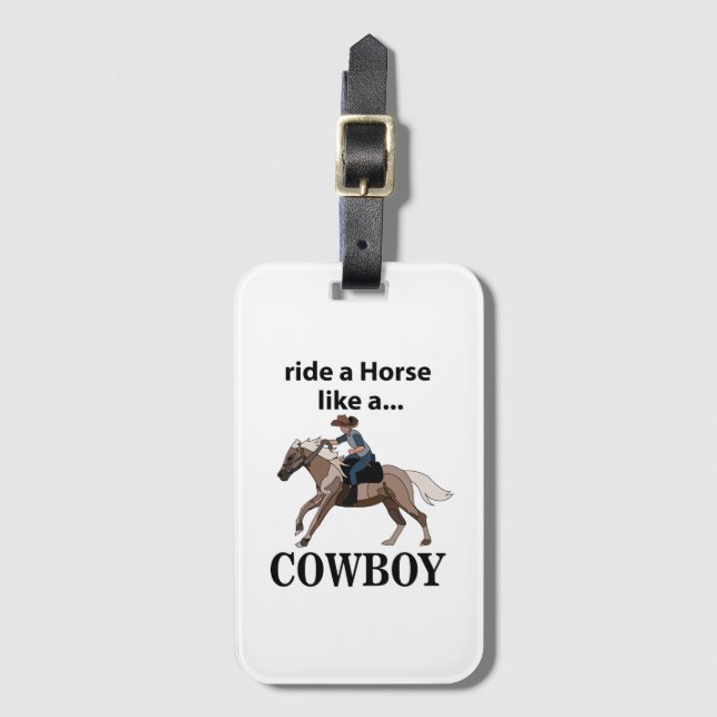 Cowboy Ride A Horse som en Cowboy Bagagebricka (Framsida vertikal)