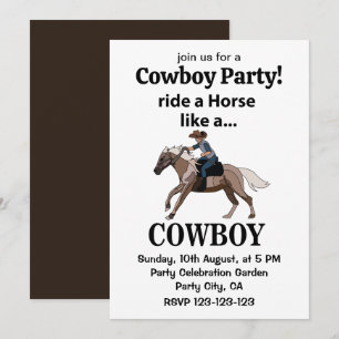Cowboy Ride A Horse som en Cowboy Inbjudningar