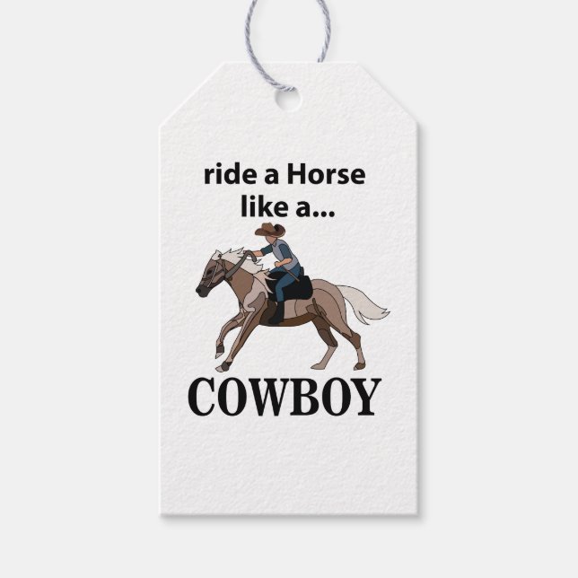 Cowboy Ride A Horse som en Cowboy Presentetikett (Framsidan)