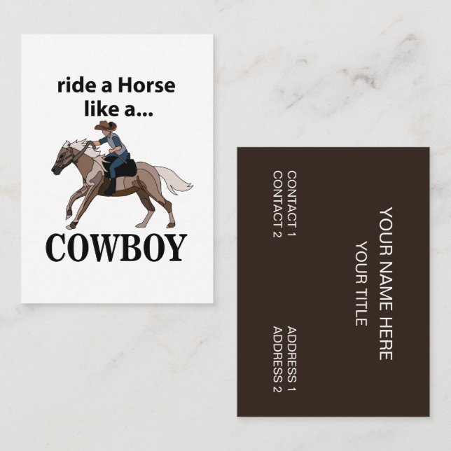 Cowboy Ride A Horse som en Cowboy Visitkort (Fram/baksida)