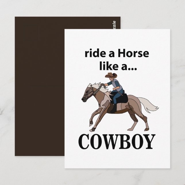 Cowboy Ride A Horse som en Cowboy Vykort (Fram/baksida)