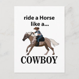 Cowboy Ride A Horse som en Cowboy Vykort
