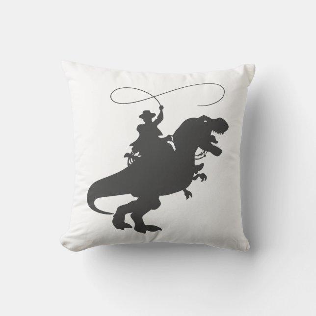 Cowboy rider dinosaur i förhistorisk tid kudde (Framsida)