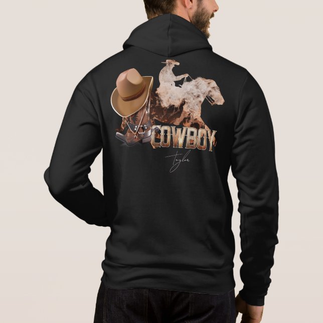 Cowboy rider westerna stövlar, cowboyhatt t shirt (Baksida)