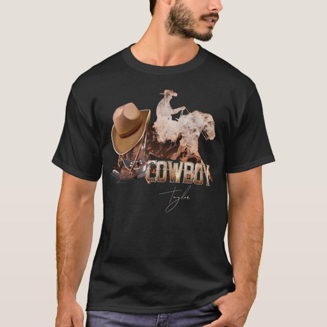 Cowboy rider westerna stövlar, cowboyhatt t shirt (Framsida)
